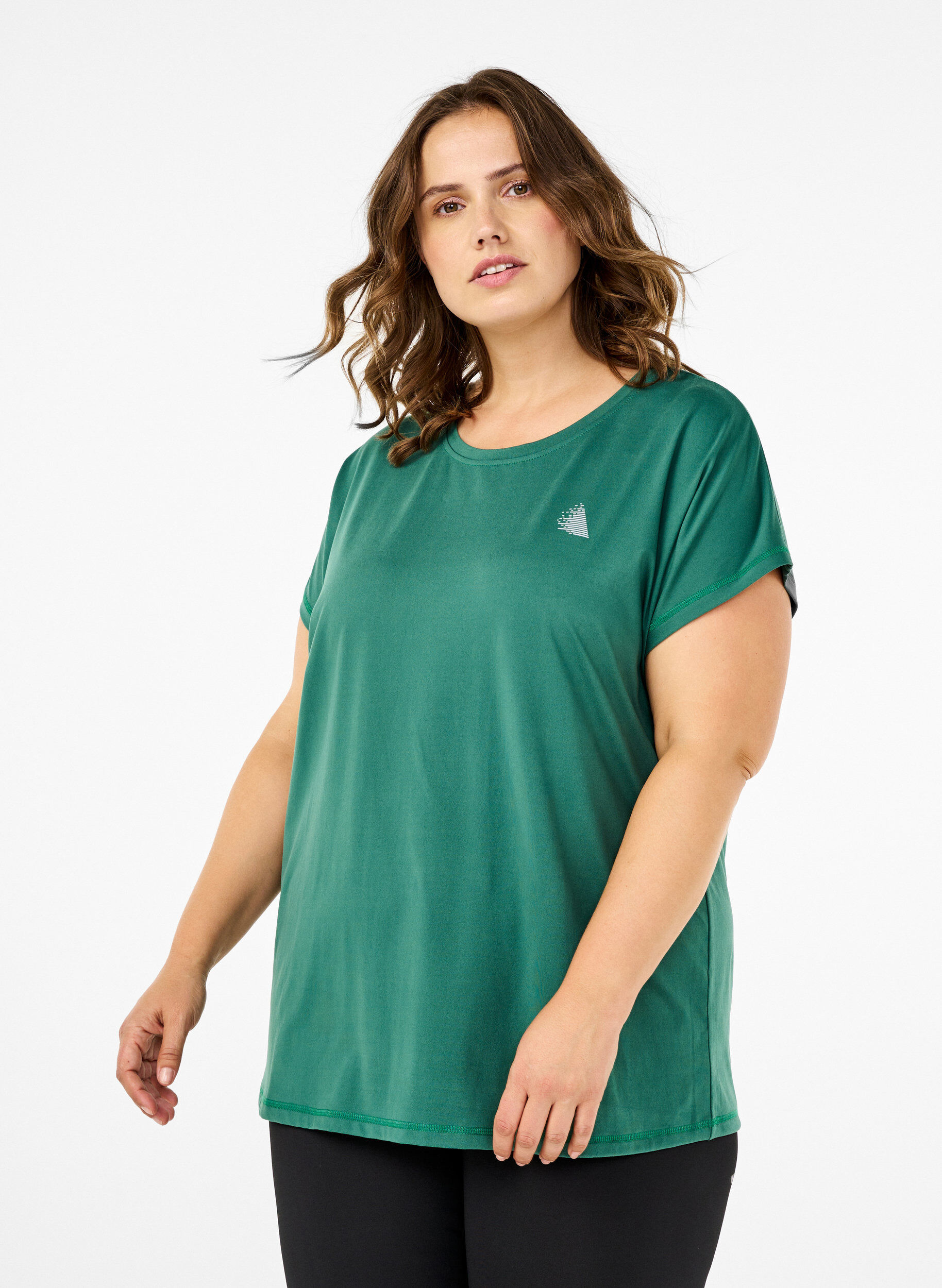 Zizzi Effen gekleurd T-shirt voor sporten, Groen, Model image number 0
