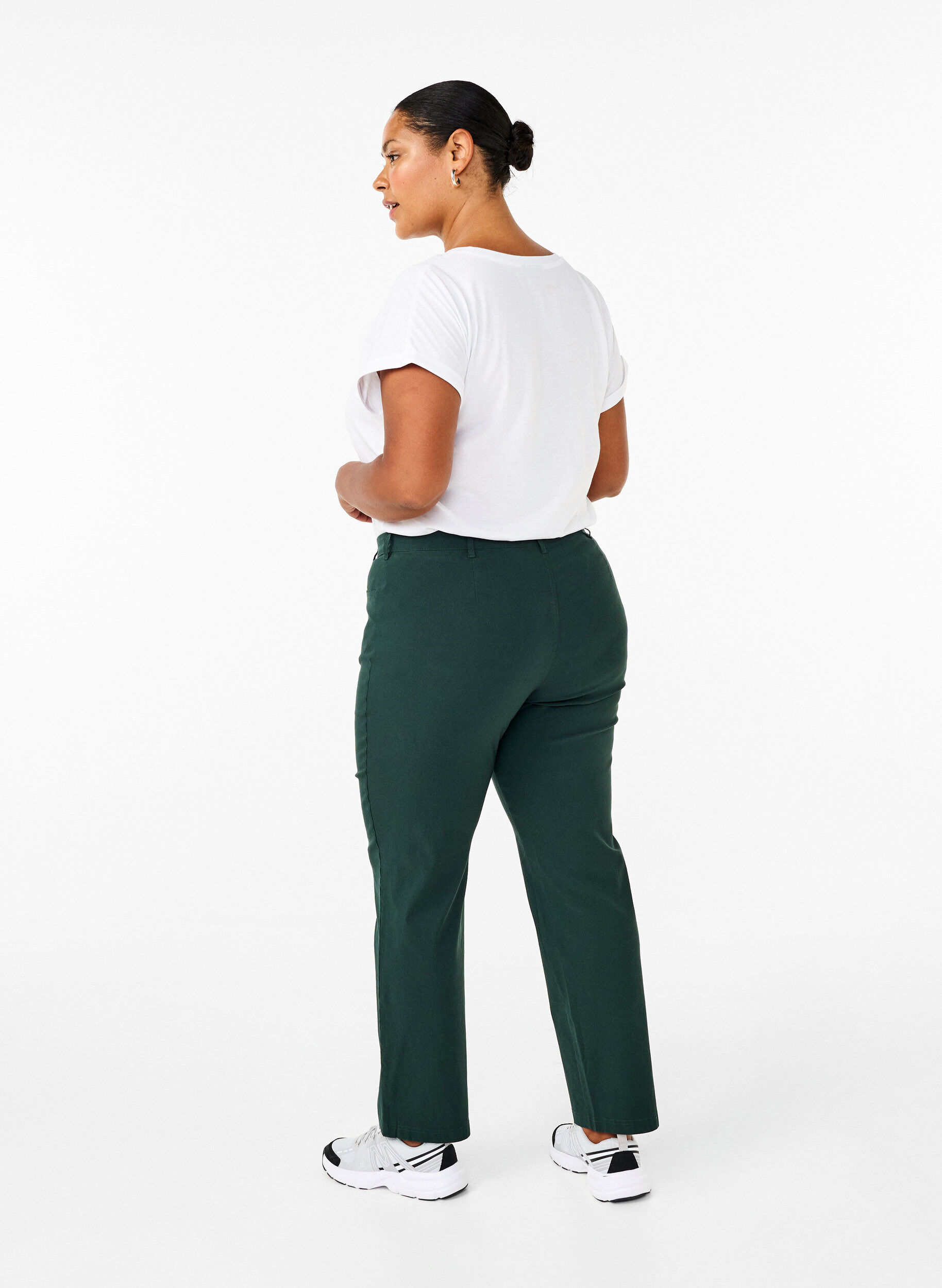 Zizzi Klassieke broek van viscosemix, Groen, Model image number 1