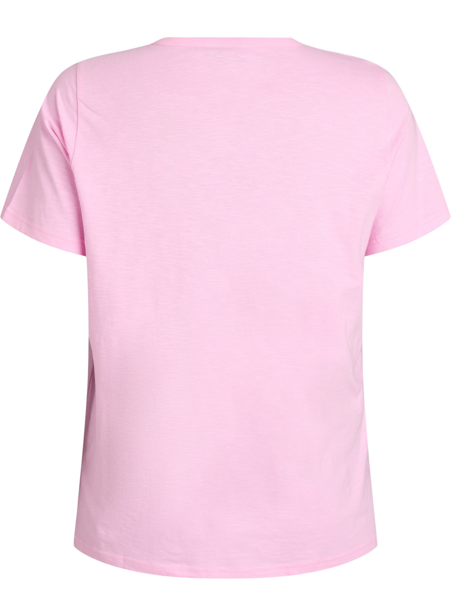 Zizzi T-shirt met knoopdetail, Roze, Packshot image number 1