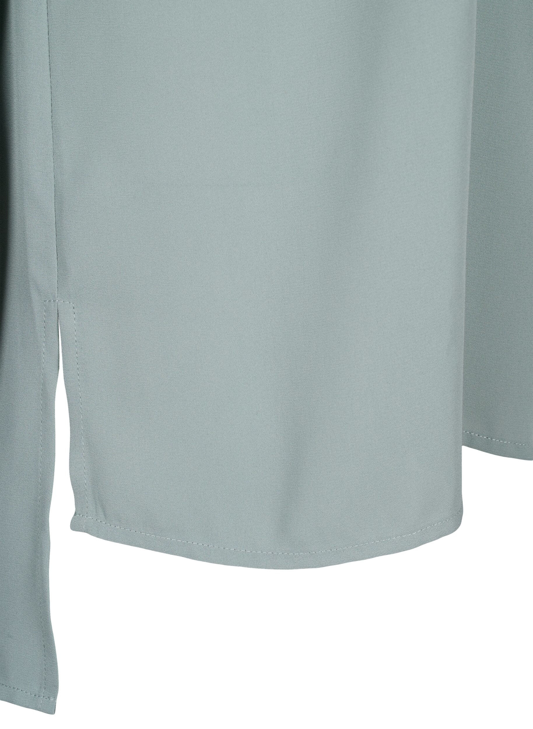 Zizzi Effen shirt met V-hals, Chinois Green, Packshot image number 3