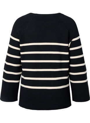 Gestreepte Viscose Sweater, Black/Sandshell S., Packshot image number 1
