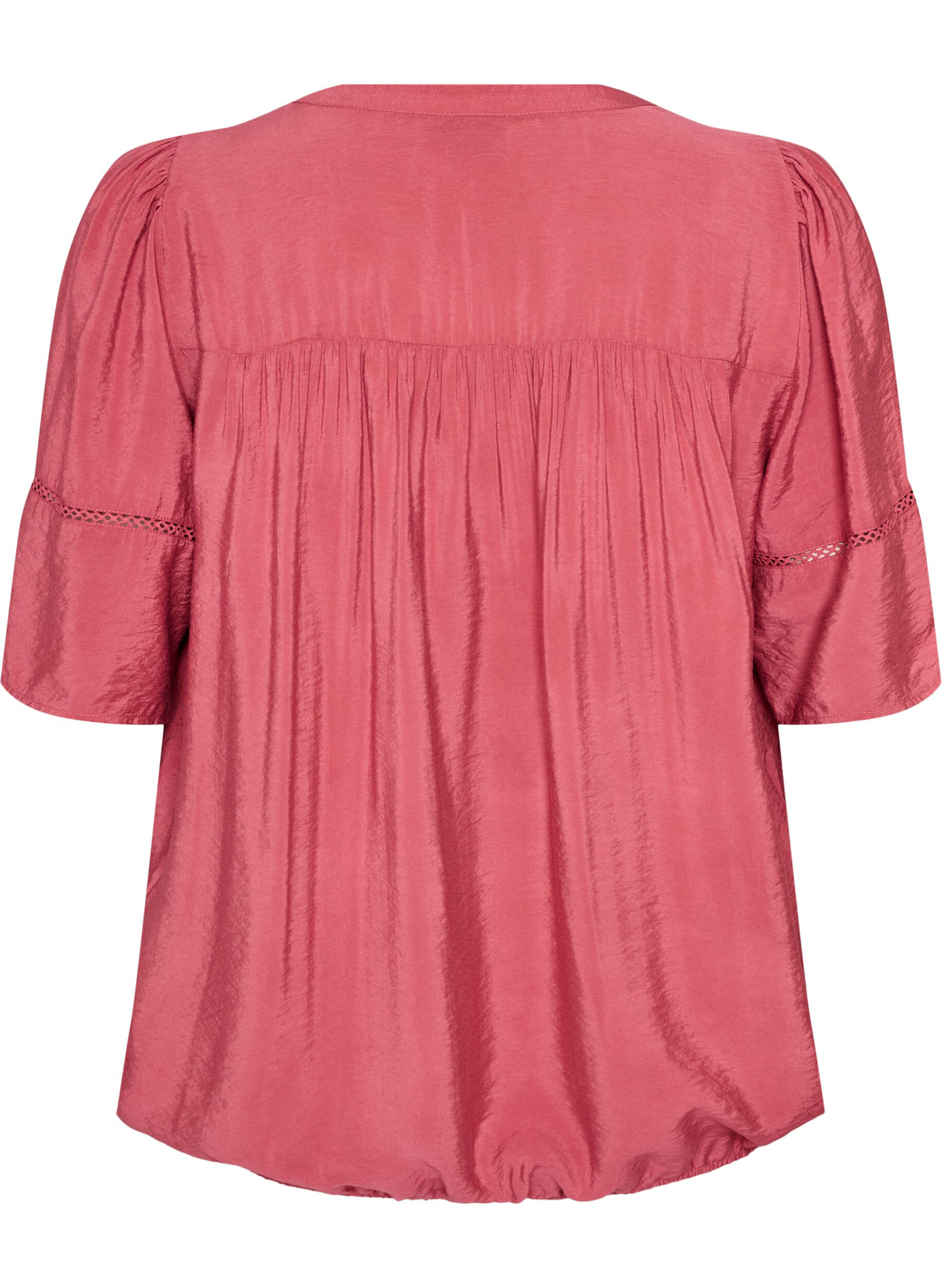 ZizziViscose blouse met plooien en balloneffect, Roze, Packshot image number 1
