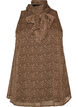 Mouwloze blouse met hoge hals en een strik, Bruin, Packshot image number 0