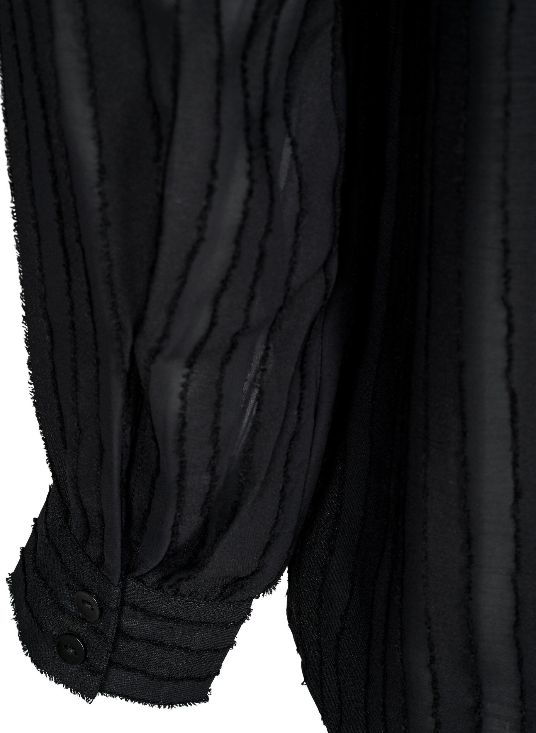 Zizzi Gestreepte blouse met transparante strepen, Zwart, Packshot image number 3