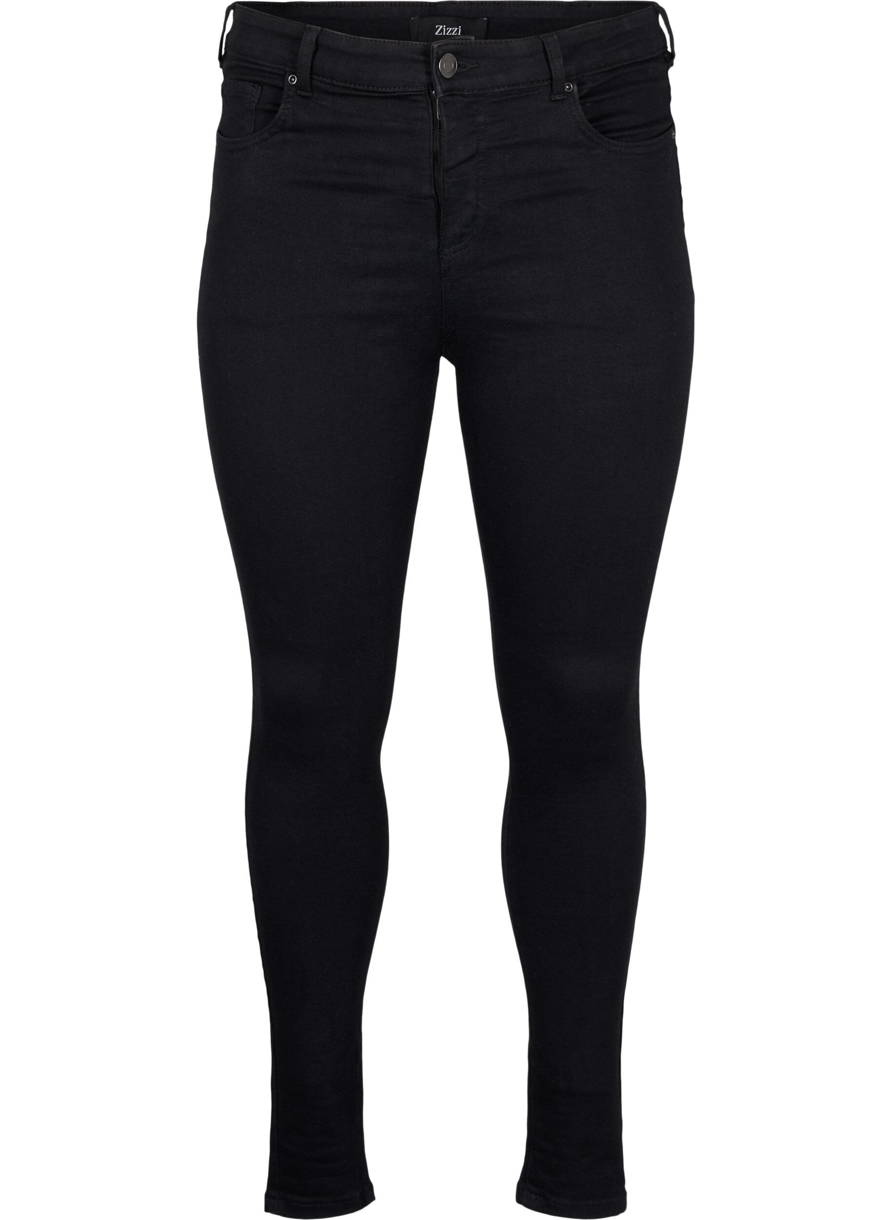 Zizzi Super smalle jeans met hoge taille, Black, Packshot image number 0