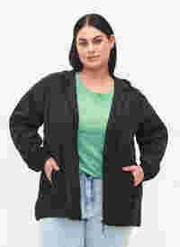 Korte jas met capuchon en verstelbare onderkant, Black, Model