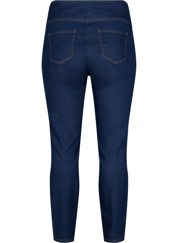 Effen katoenen jegging met stretch, Dark blue, Packshot image number 1