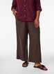 Wijde linnen en viscose broek, Bruin, Model image number 2