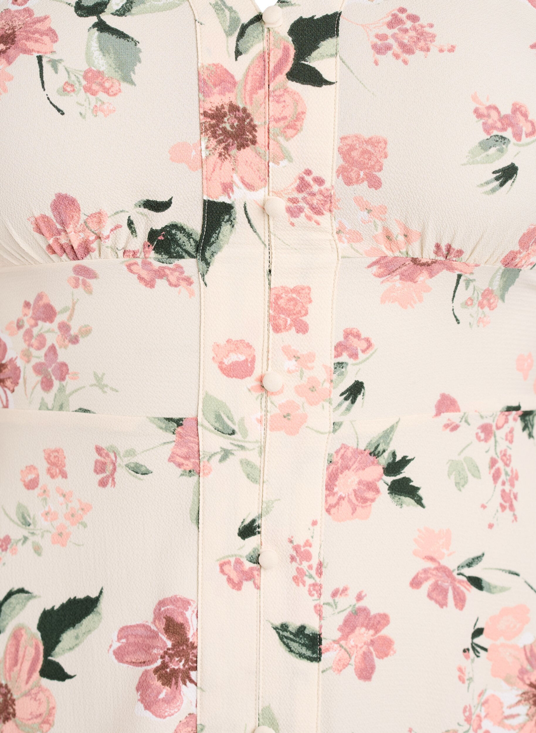 ZizziMidi-jurk met smock en decoratieve knopen, Beige, Packshot image number 2