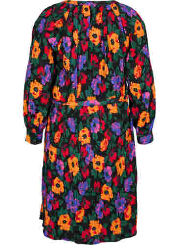 Florale midi-jurk met koordje, Multi Flower AOP, Packshot image number 1