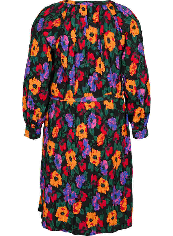 Florale midi-jurk met koordje, Multi Flower AOP, Packshot image number 1