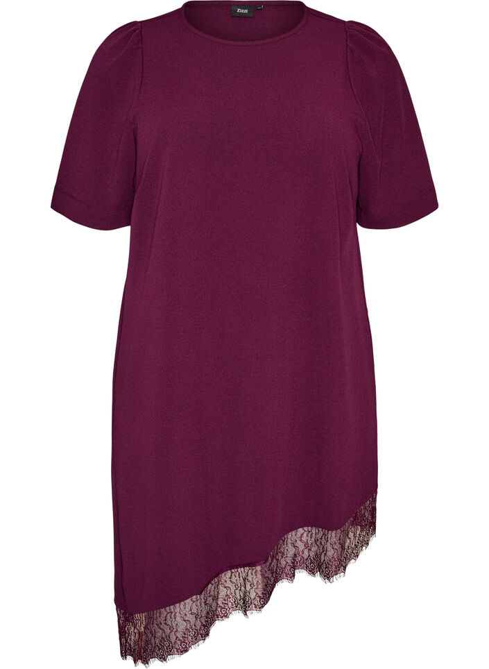 Tuniek met asymmetrische kanten rand, Paars, Packshot image number 0