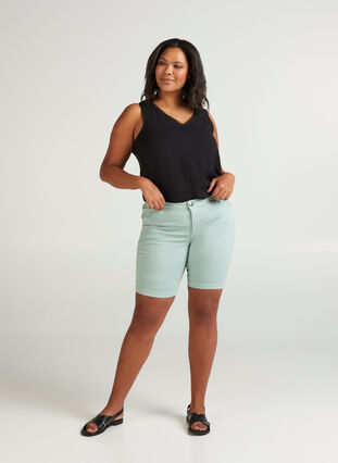 slim fit Emily shorts met normale taille, Gray mist, Model image number 2