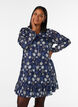 Jurk met patroon, ruches en lange mouwen, Blauw, Model image number 0