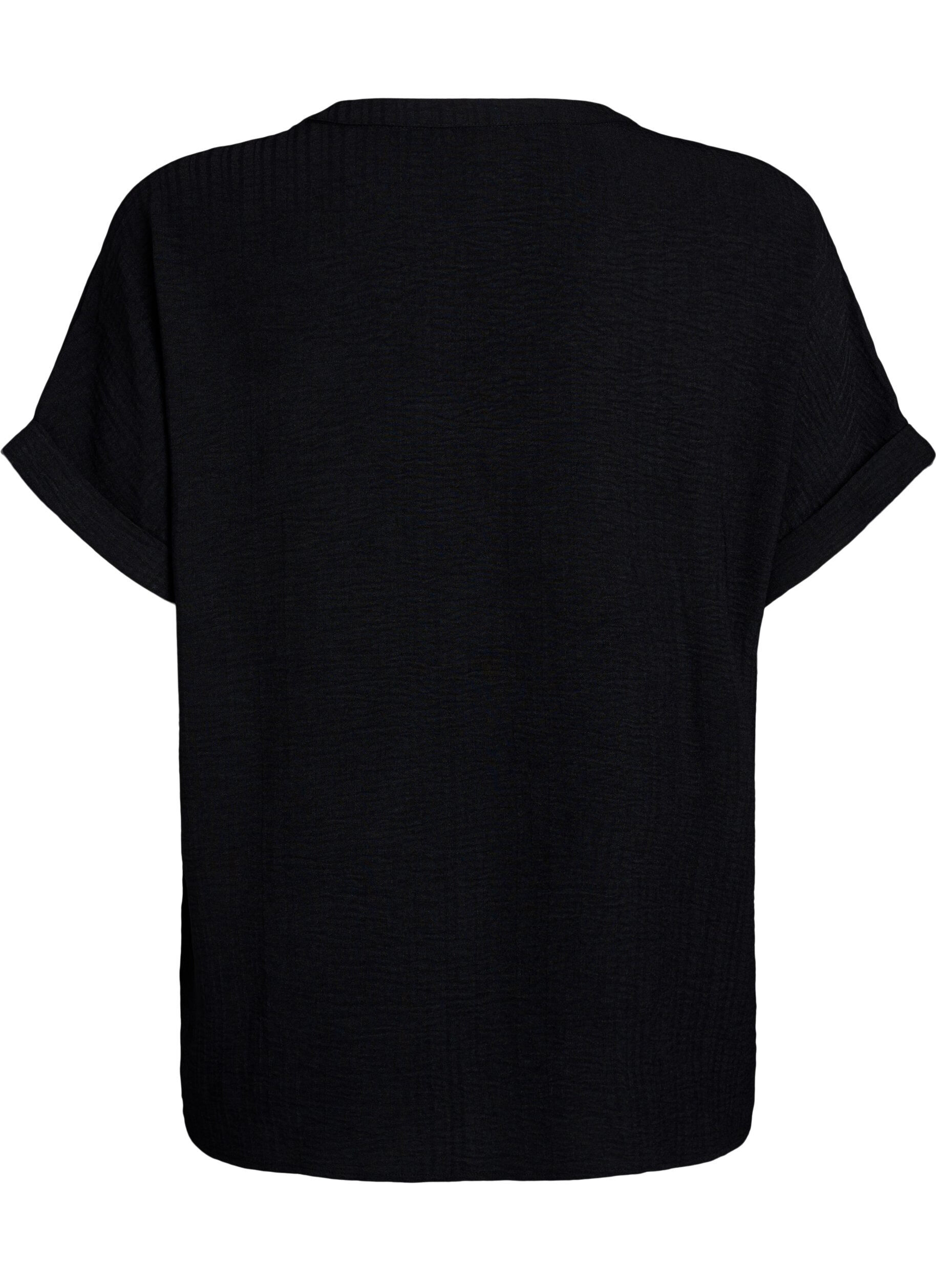 ZizziLuchtige blouse met korte mouwen, Zwart, Packshot image number 1