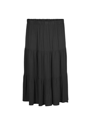 Lange rok met elastiek in de taille, Black, Packshot image number 0