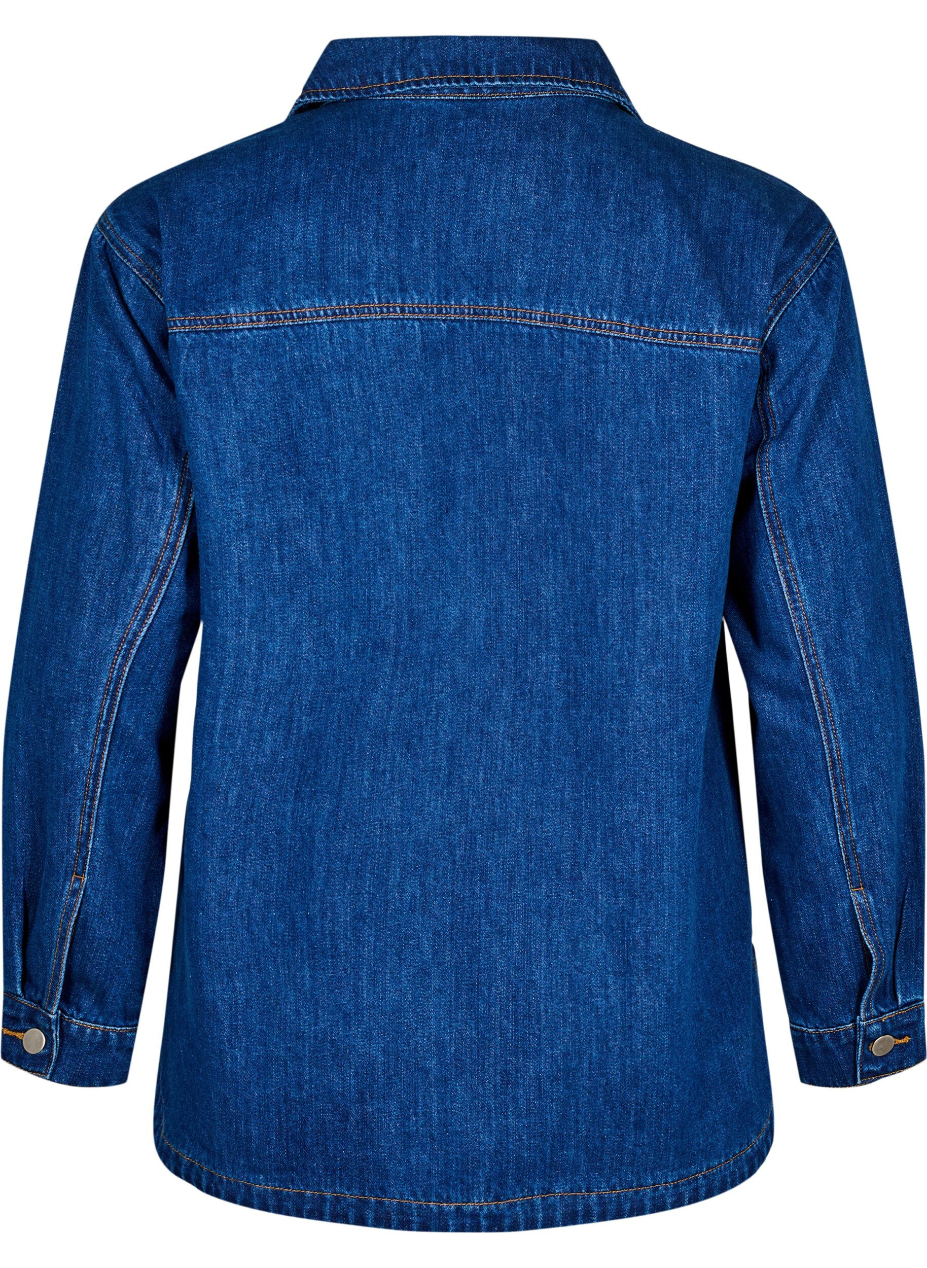 Zizzi Denim blouse met kraag, Unwashed, Packshot image number 1