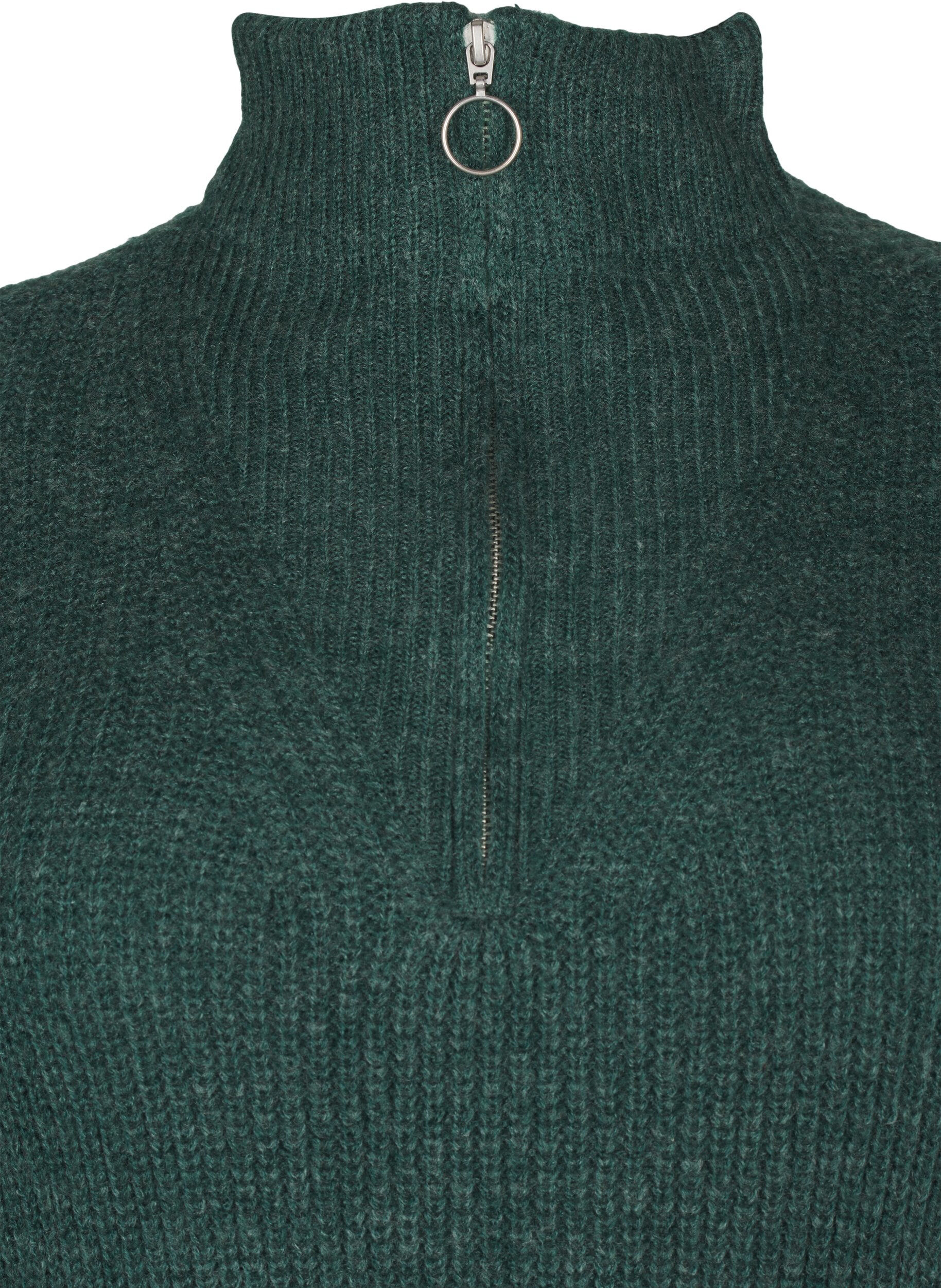 Zizzi FLASH - Gebreide jurk met hoge nek, Sea Moss Mel., Packshot image number 2