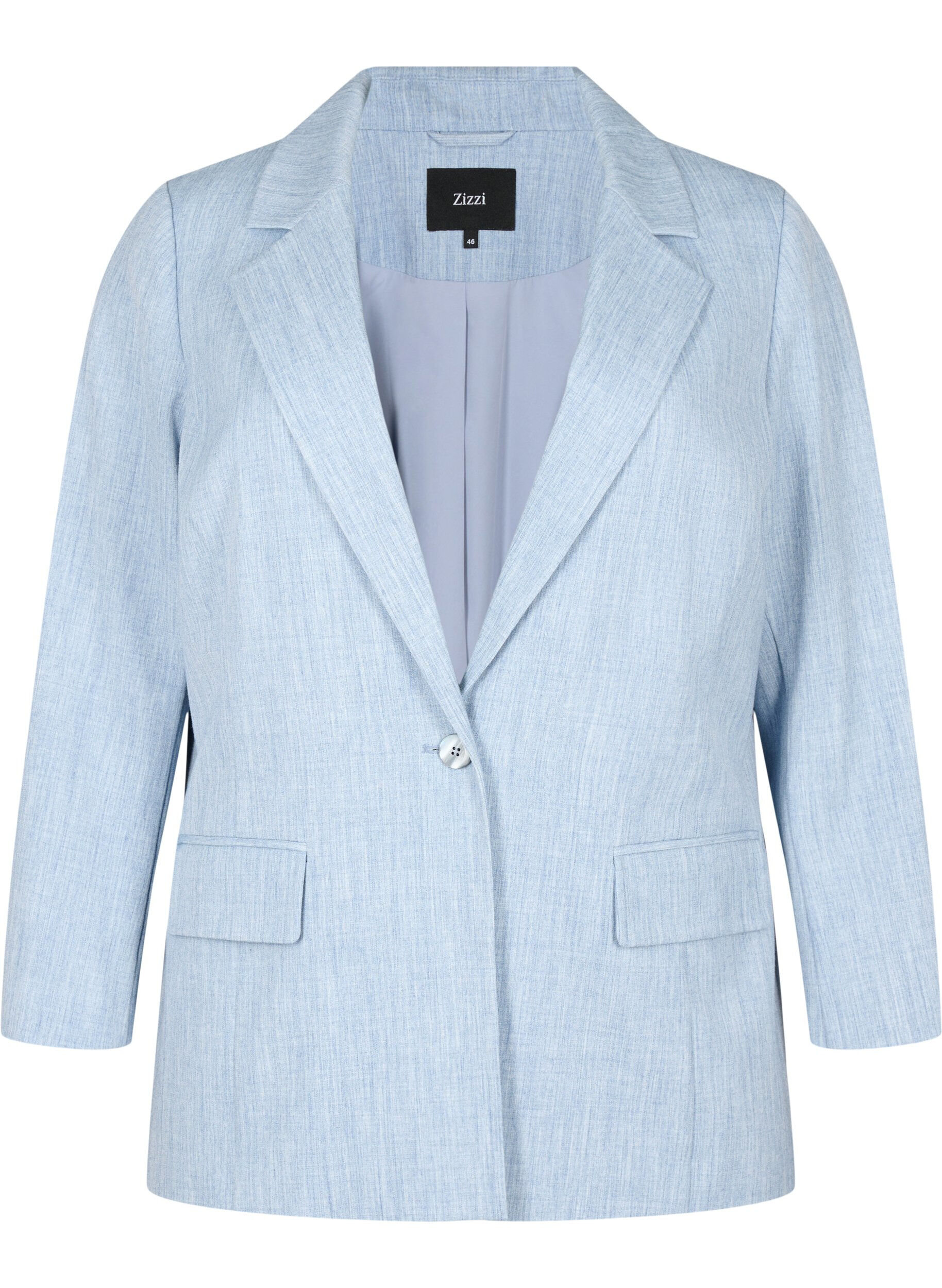 Zizzi Gem&ecirc;leerde blazer met knoopsluiting, Infinity , Packshot image number 0