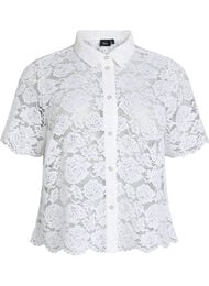 Kanten shirt blouse met parelknopen, Wit