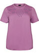 T-shirt van biologisch katoen met open broderie, Paars, Packshot image number 0
