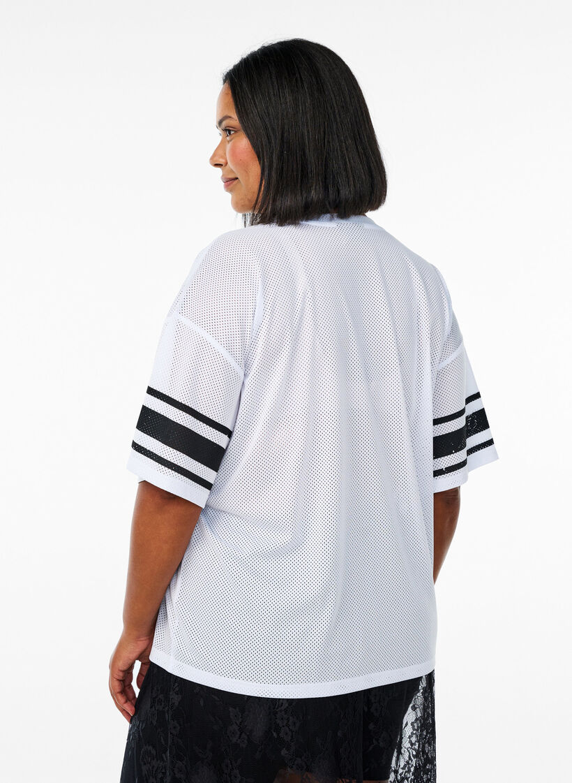 Sporty T-shirt met print aan de voorkant, White, Model image number 1