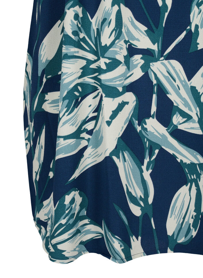 Jurk met print en korte mouwen, Blauw, Packshot image number 3