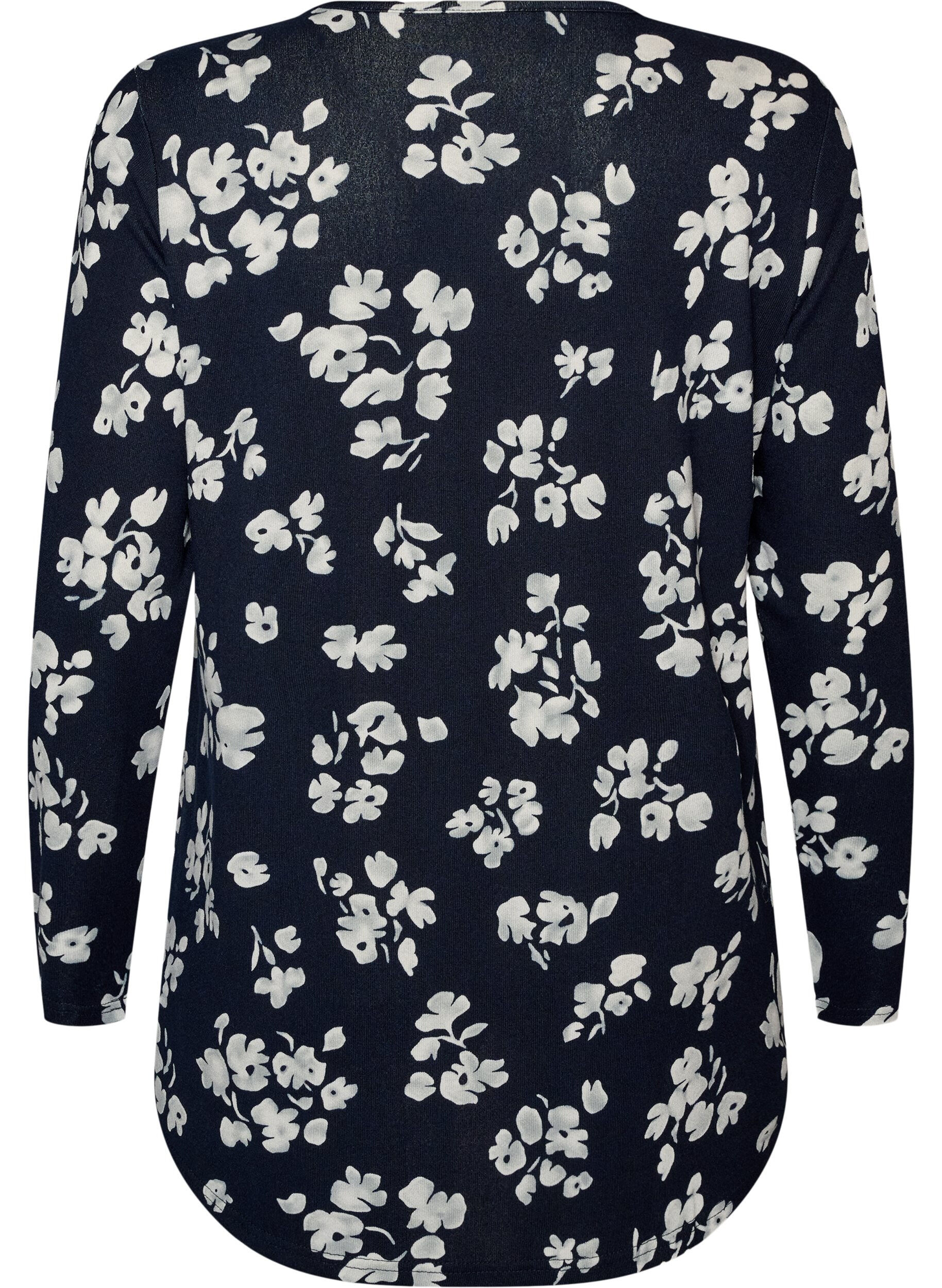 ZizziGebloemde blouse met lange mouwen, Blauw, Packshot image number 1