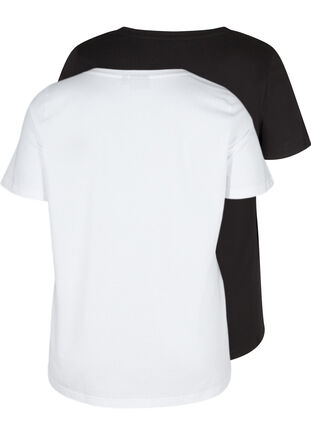 Set van 2 basic katoenen t-shirts, Bright White, Packshot image number 1