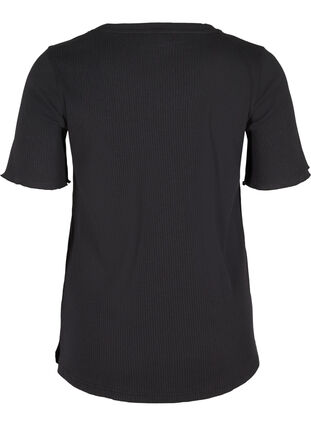 T-shirt met korte mouwen in rib, Black, Packshot image number 1