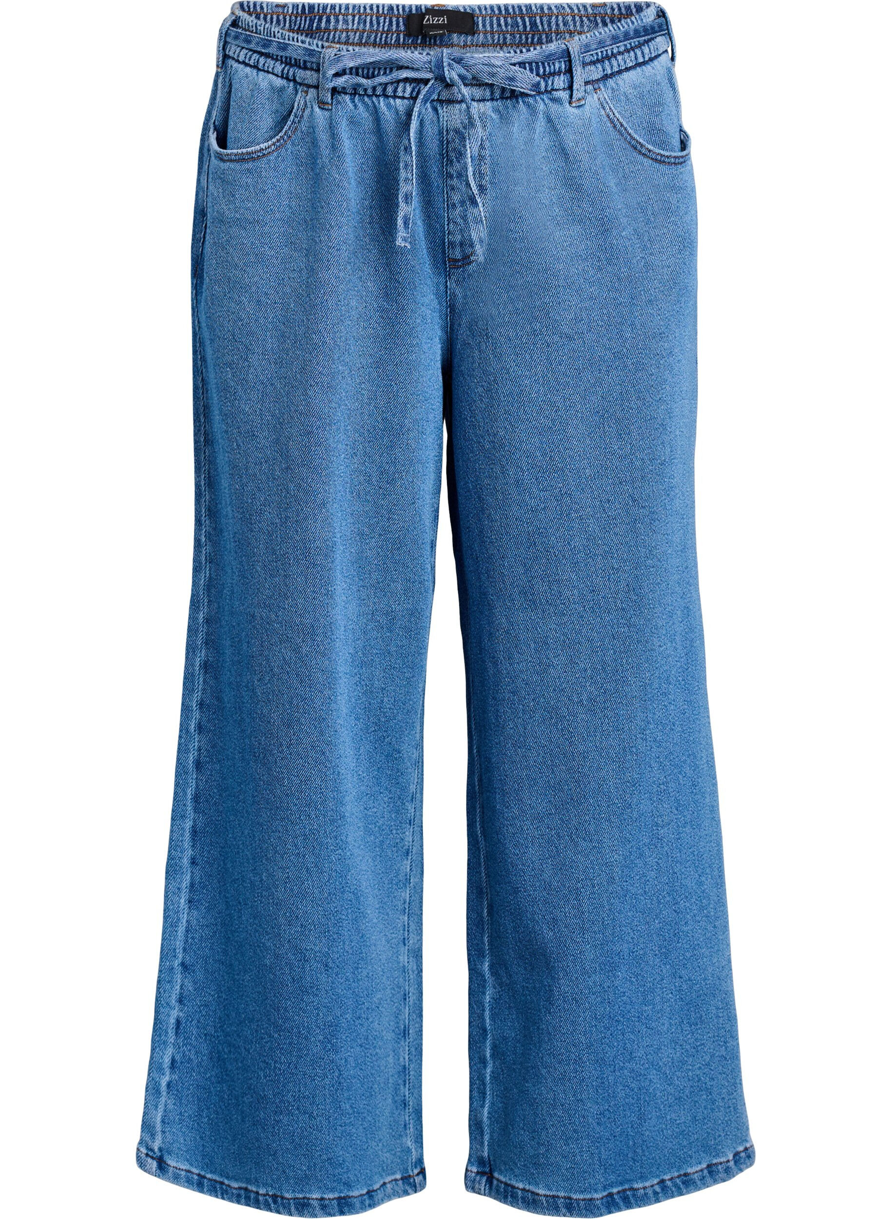 ZizziLosse pasvorm jeans met een elastische tailleband en een trekkoord, Blauw, Packshot image number 0