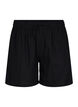 Losse shorts in katoenmix met linnen, Black, Packshot image number 0