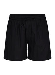 Losse shorts in katoenmix met linnen, Black