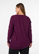 Jersey blouse met asymmetrische kanten rand, Paars, Model image number 2