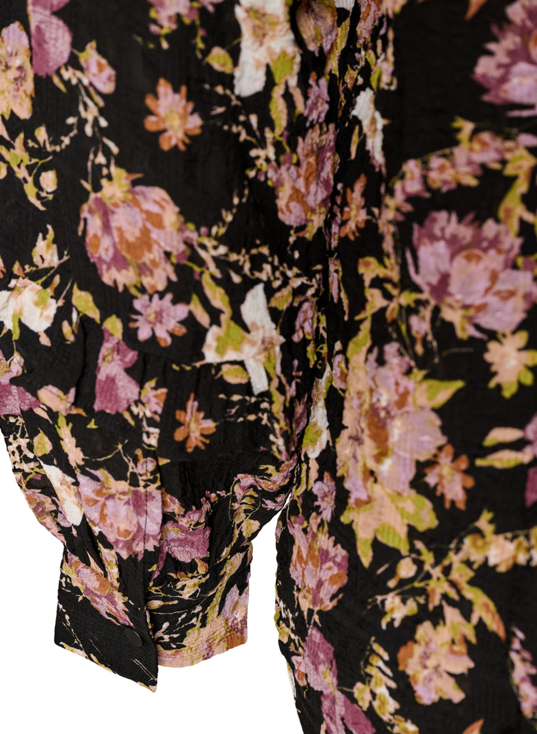 ZizziBlouse met bloemenprint en ruchesdetails, Zwart, Packshot image number 3