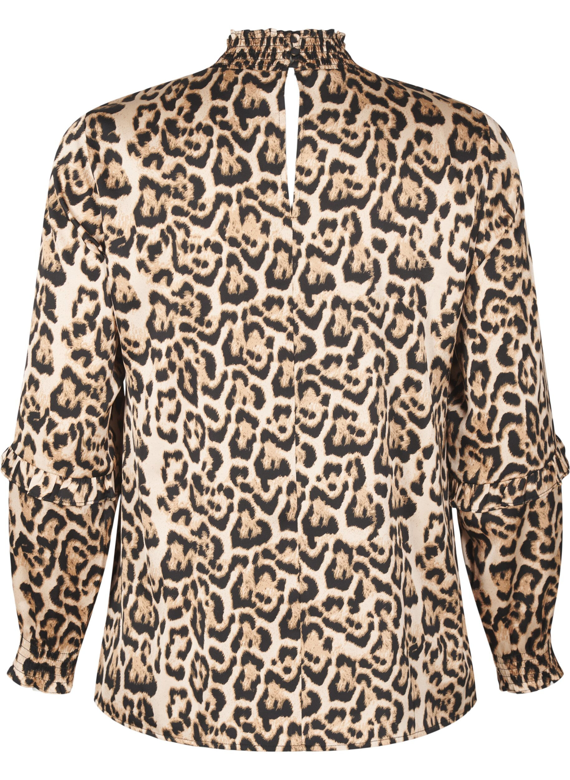 Zizzi Gerimpelde blouse met luipaardprint, Bruin, Packshot image number 1