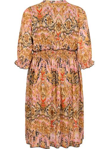 Midi-jurk met print, smock en 3/4-mouwen, Colorful Ethnic, Packshot image number 1