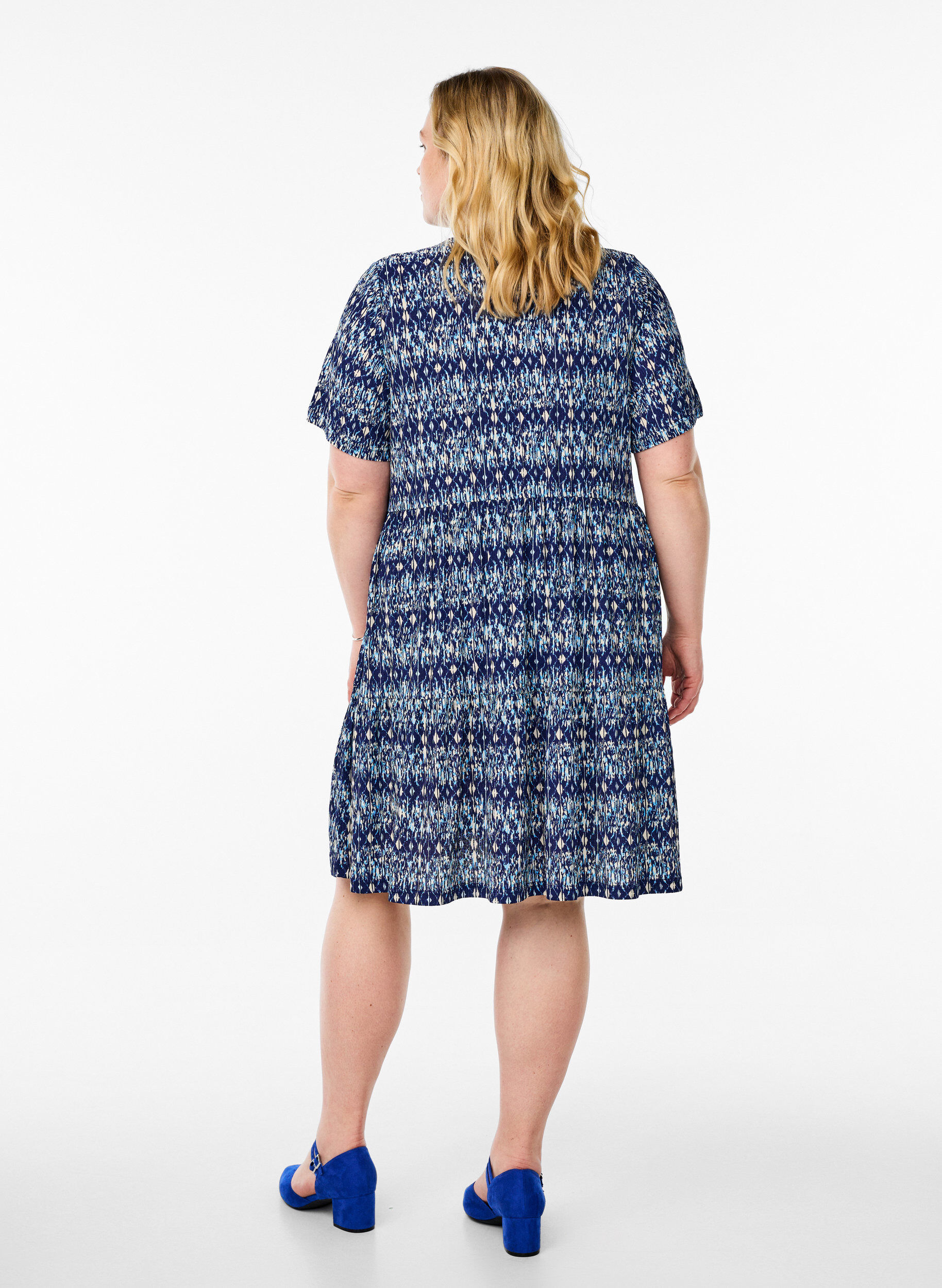 ZizziJurk met patroon en panelen, Blauw, Model image number 2