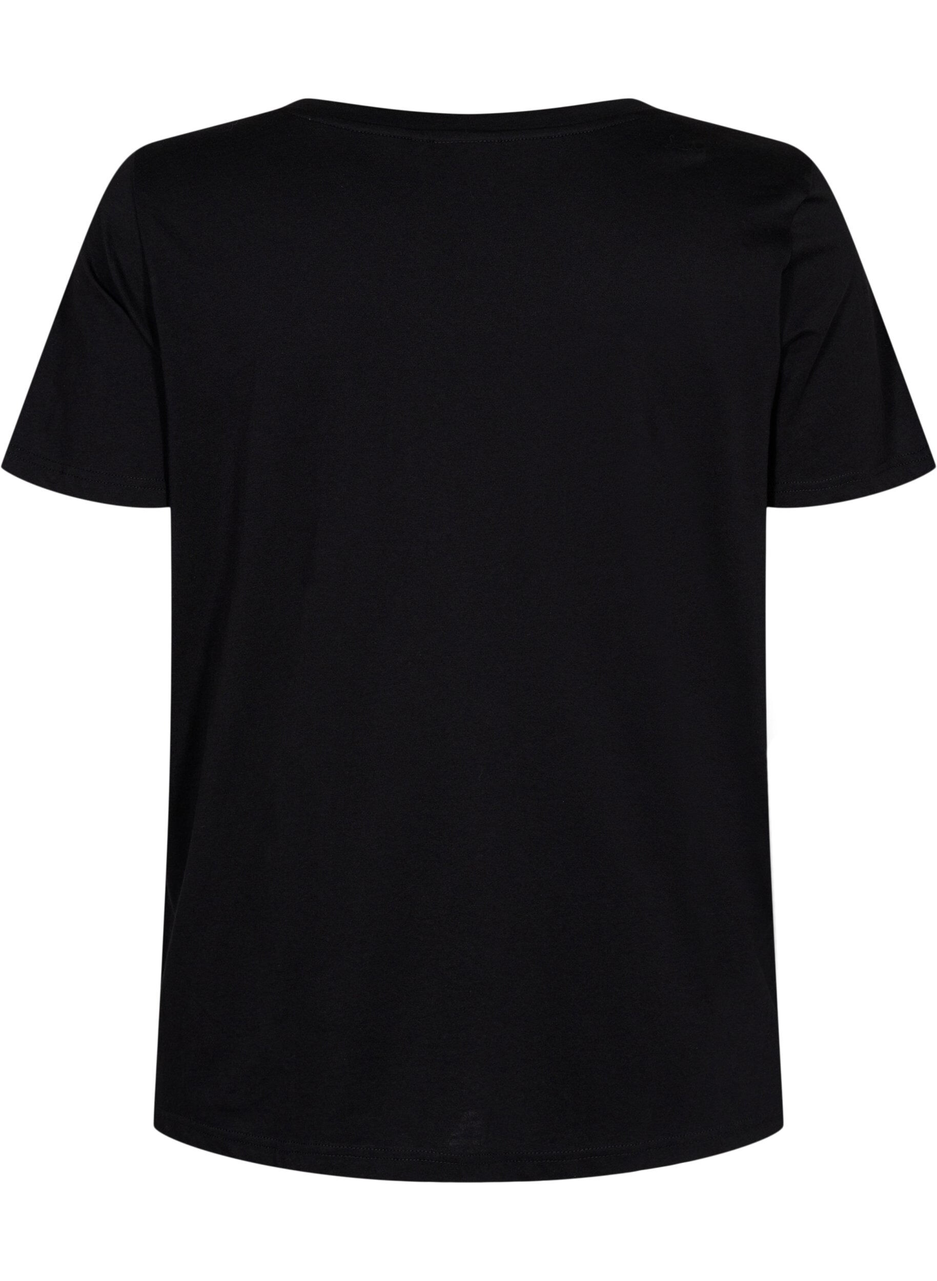 Zizzi Trainingsshirt met print, Black w. Pink A, Packshot image number 1