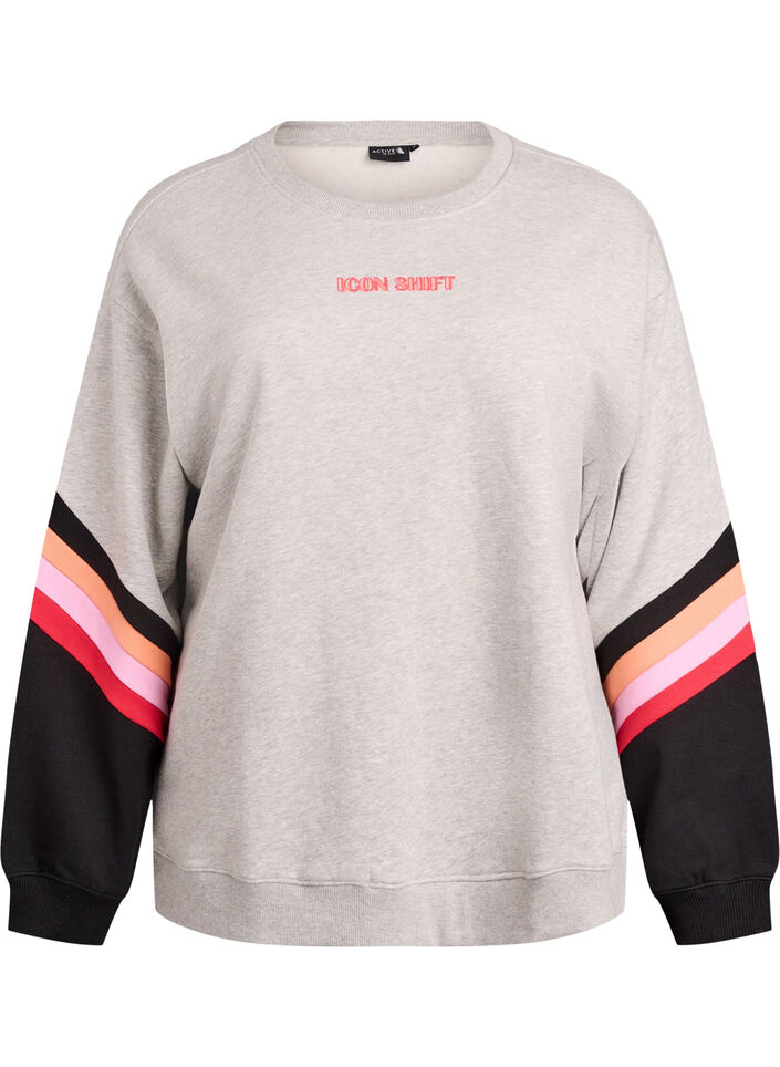 Sweatshirt met losse pasvorm met contrastdetails op de mouwen, Grijs, Packshot image number 0