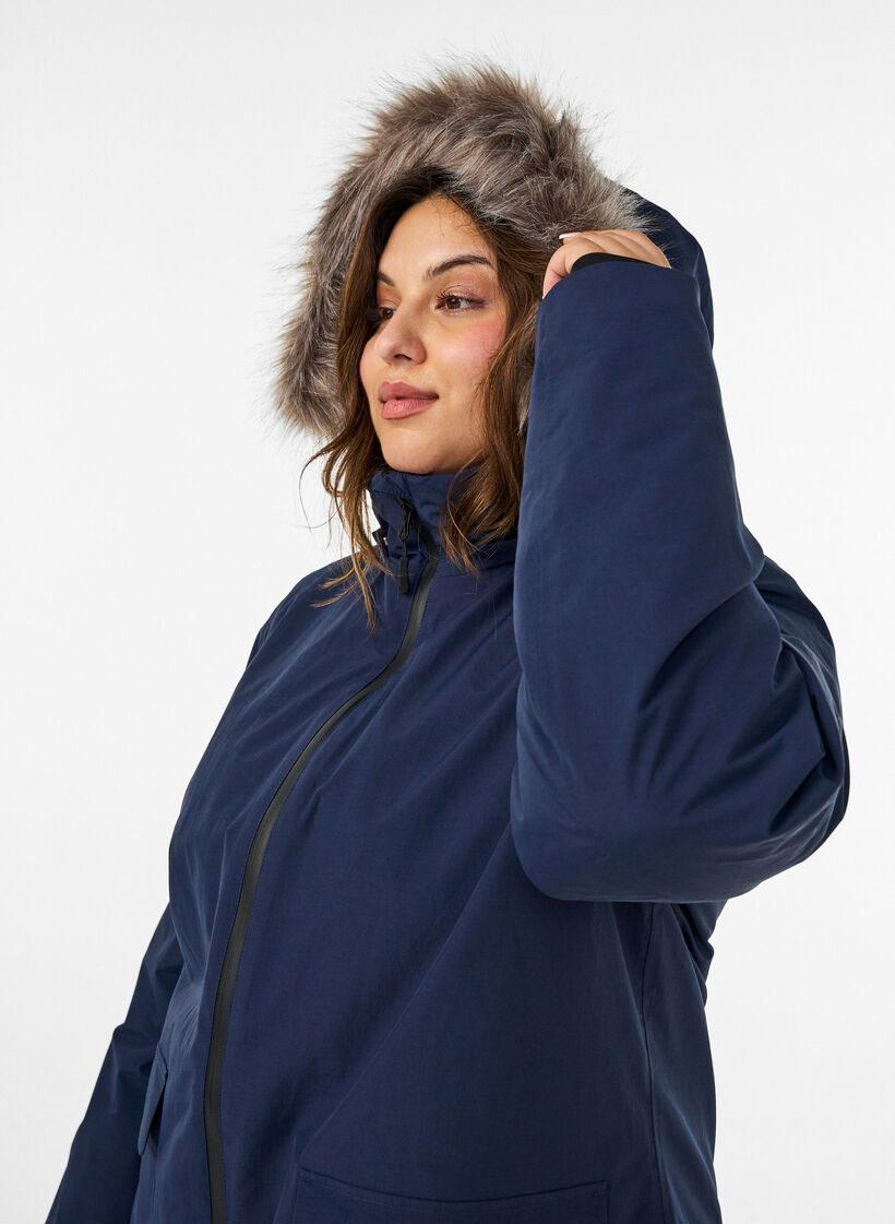 Waterdichte parka met capuchon, Blauw, Model image number 3