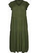 Midi jurk van viscose met ruches mouwen, Groen, Packshot image number 0