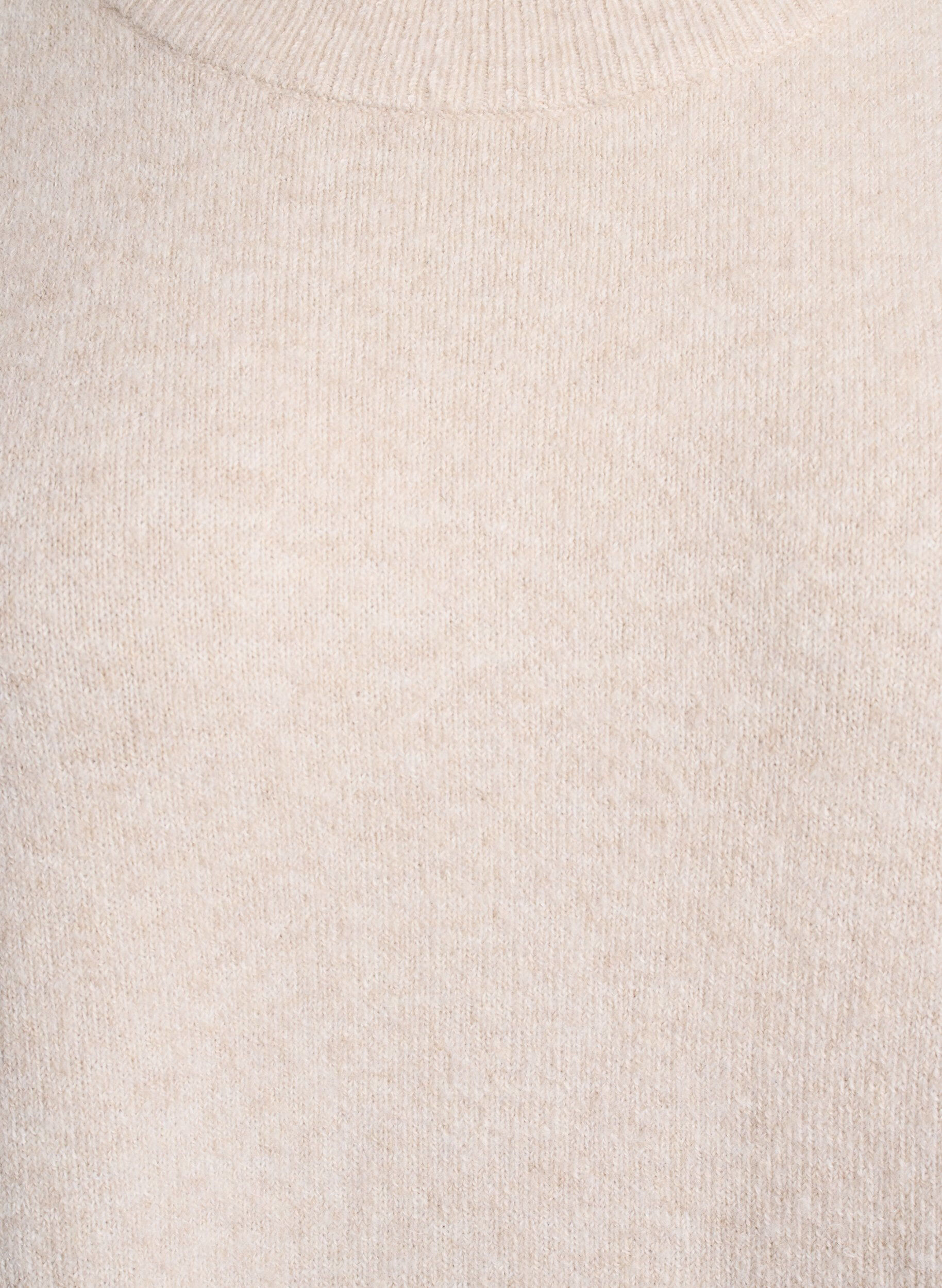 Zizzi Gebreide jurk met 3/4 mouwen en een ronde hals, P. Stone White Mel., Packshot image number 2