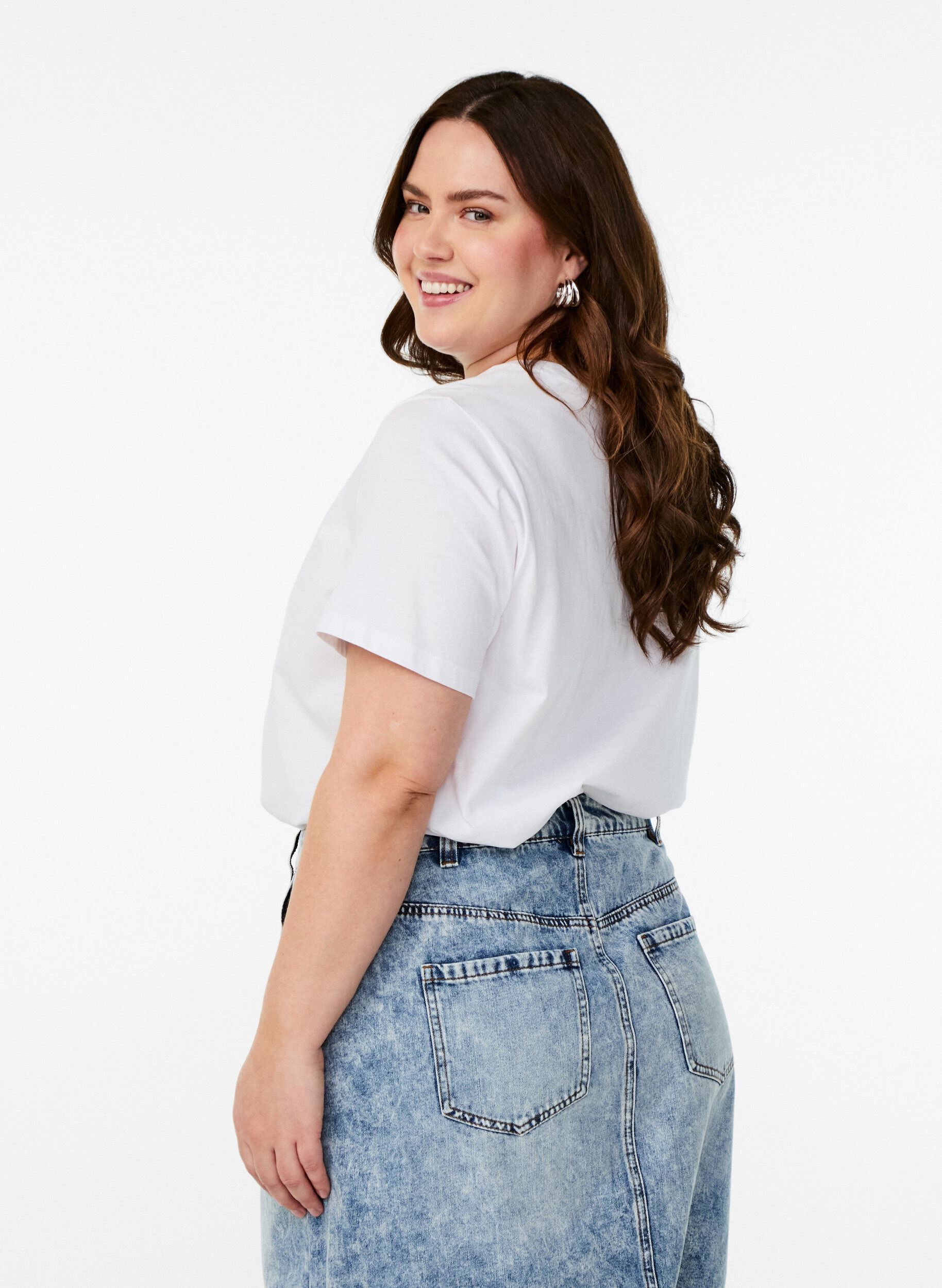 Zizzi T-shirt met citrusprint, Wit, Model image number 2