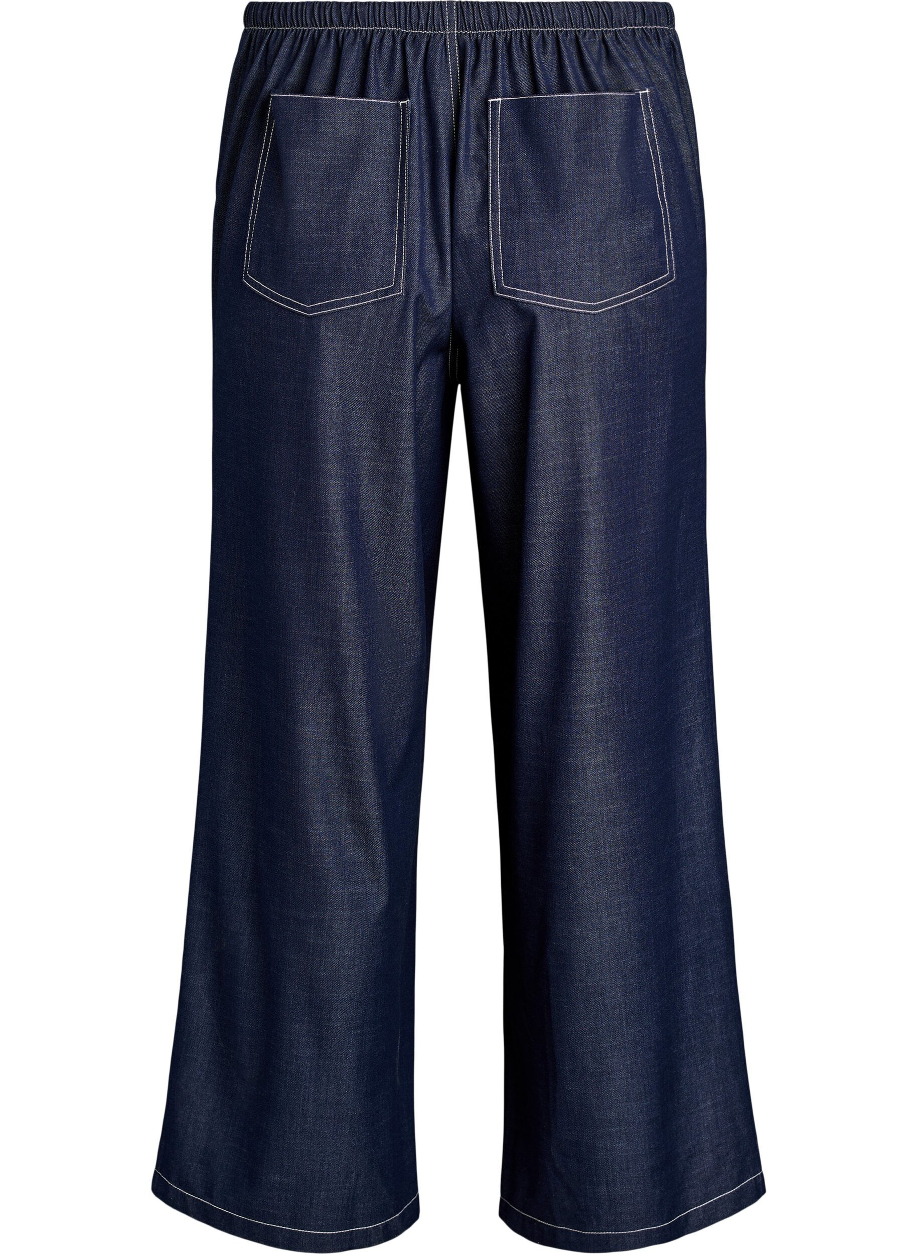 Zizzi Denimlook broek met contrasterende stiksels, Blauw, Packshot image number 1