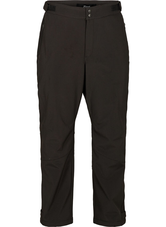 Softshell broek met verstelbaar velcro, Zwart, Packshot image number 0