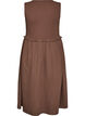 Mouwloze katoenen midi-jurk met rib en mousseline, Bruin, Packshot image number 1