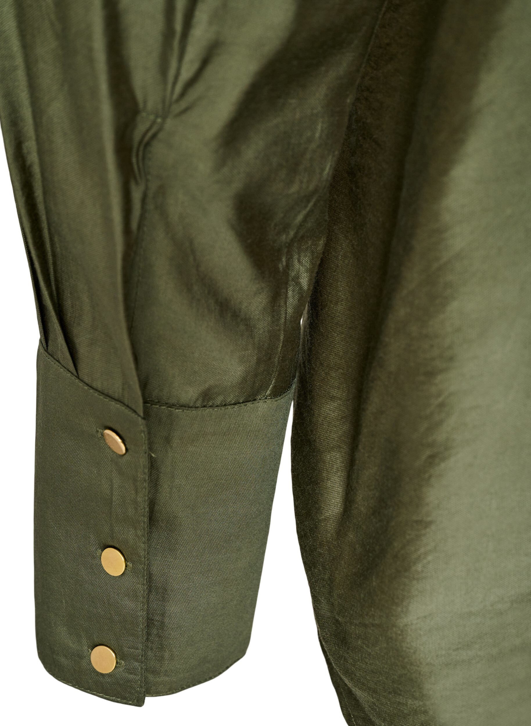 ZizziViscose shirt met gouden knopen, Groen, Packshot image number 3
