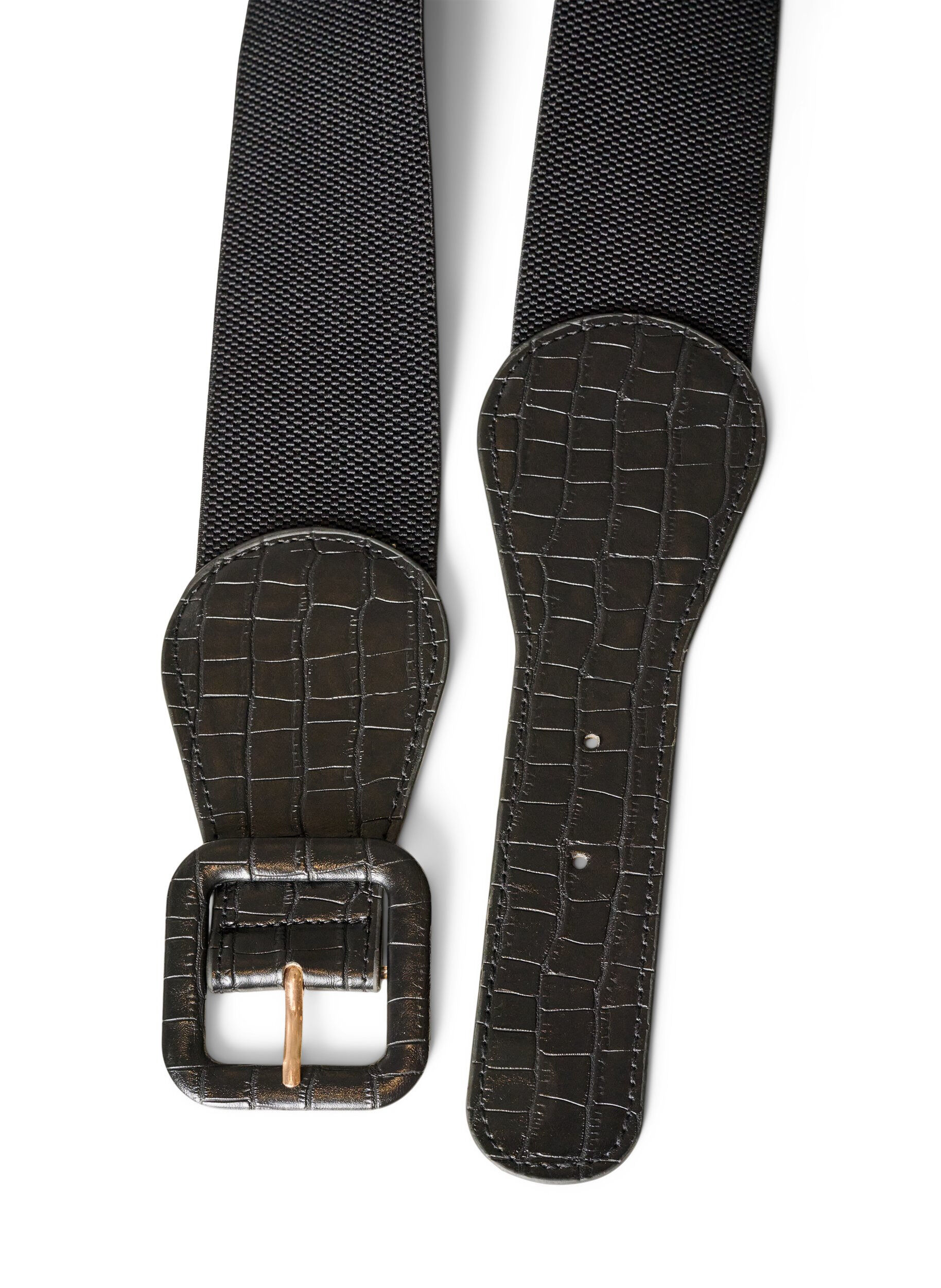 ZizziElastische tailleband met krokodillendetail, Zwart, Packshot image number 1