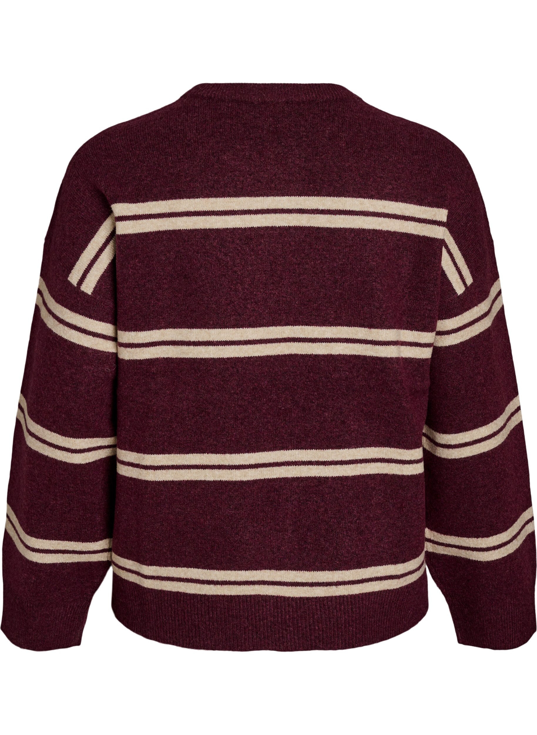 ZizziGebreide blouse met dubbele contrasterende strepen, Rood, Packshot image number 1